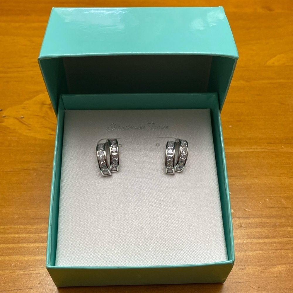 Pierced Earrings Made with Swarovski Crystals with Silver Overlay New In Box